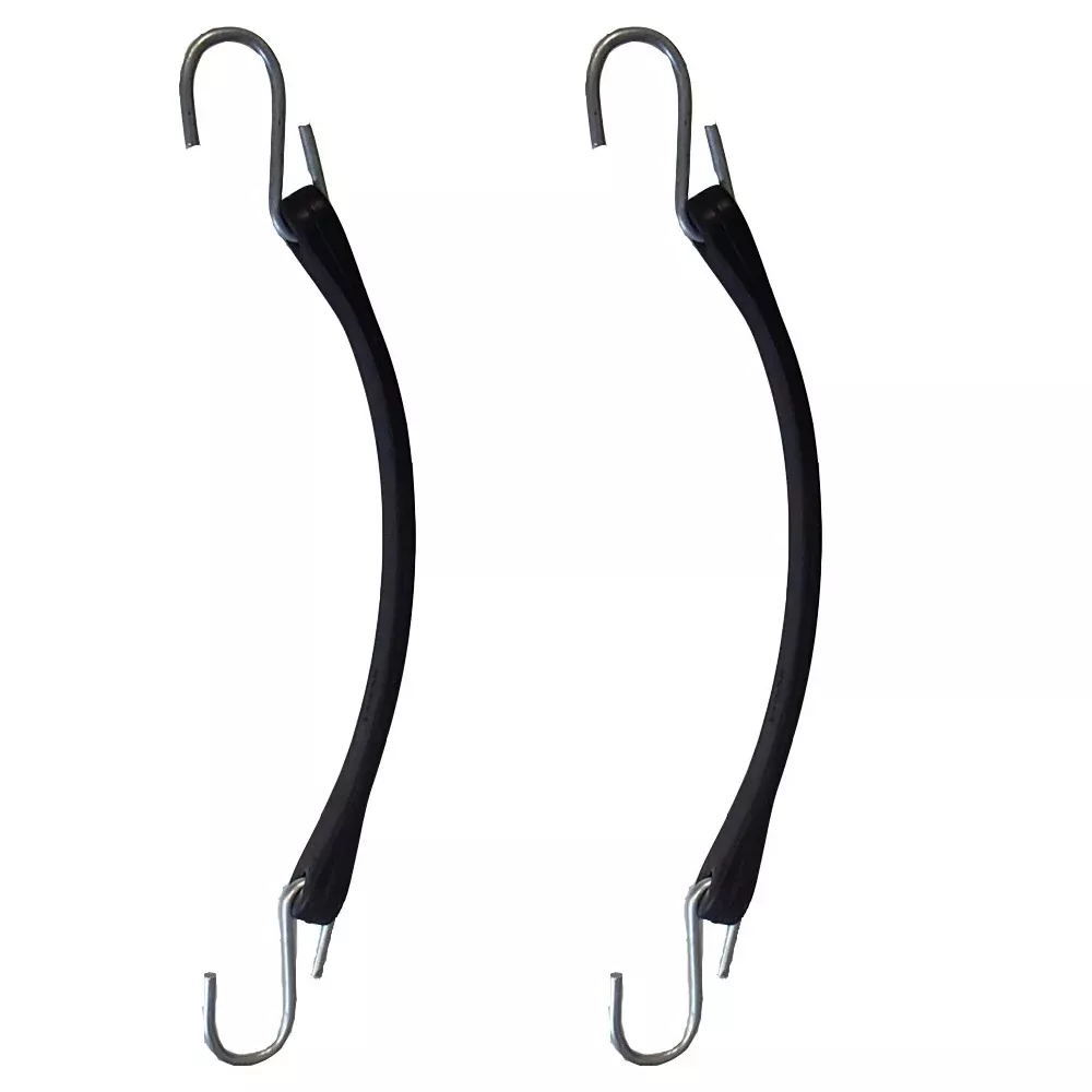 (2) 9" Rubber Tarp Straps Heavy Duty w/ Hooks Natural Stretch Fasten Bungee Cord
